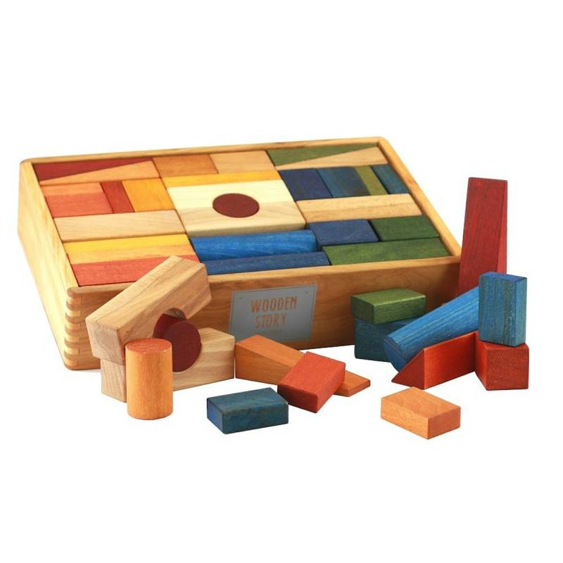 63 XL natürliche Regenbogen Bauklötze mit Box ab 1 Jahr