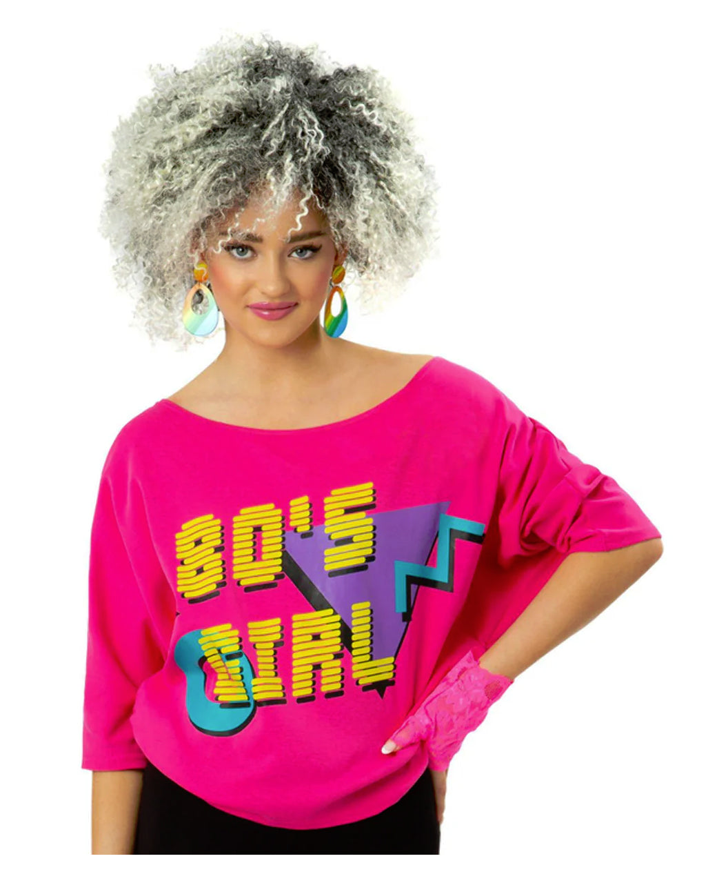 80's Girl Damen T-Shirt mit Fledermausärmeln
