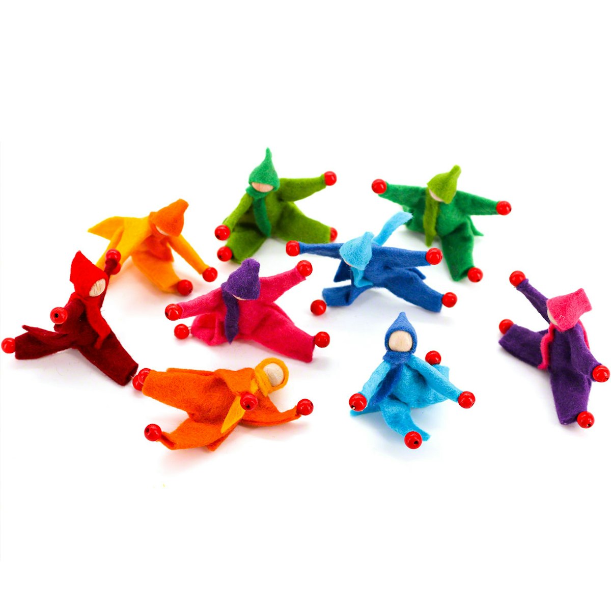 9 Biegepüppchen Regenbogenfarben – 7 cm