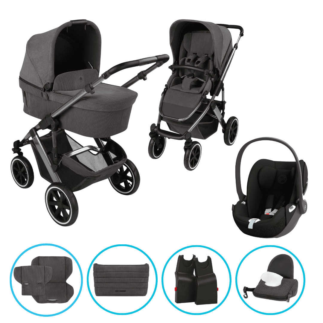 ABC Design Salsa 5 Air 3in1 Kinderwagen Set Almond inkl. Cybex Cloud T i-Size Sepia Black, ABC Design Adapter & gratis Zubehör