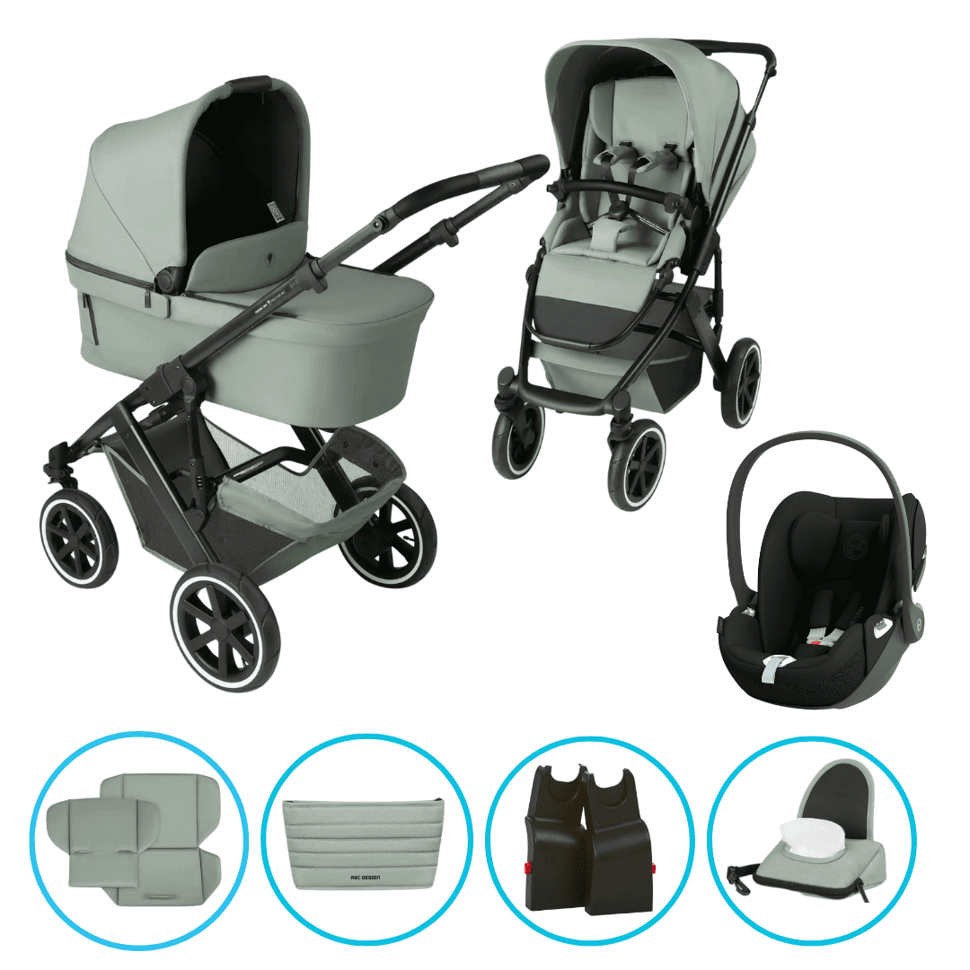 ABC Design Salsa 5 Air 7in1 Kinderwagen Set Pine inkl. Cybex Cloud T i-Size Sepia Black, ABC Design Adapter & gratis Zubehör