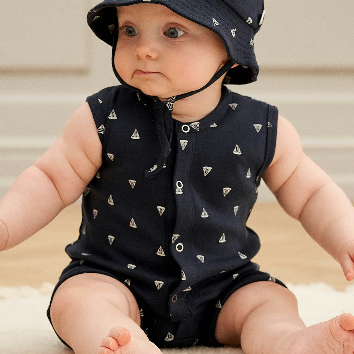 Ärmelloser Beachbody Segelboote navy 92