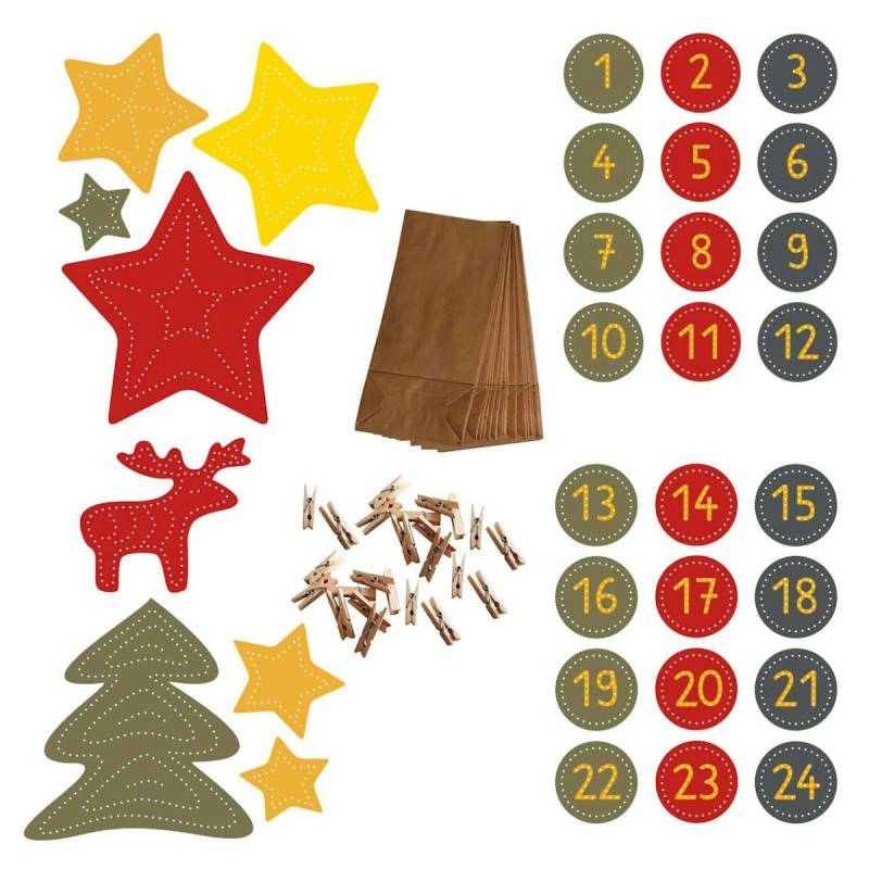 Adventskalender Bastelset Elche – DIY-Kalender mit 24 Tüten & Klammern Adventskalender Bastelset Elche – DIY-Kalender mit 24 Tüten & Klammern