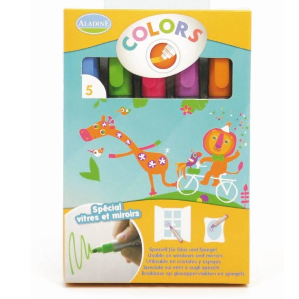 Aladine - 5 Fenstermalstifte aus Kreide