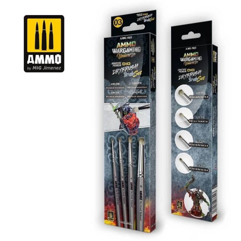 'Ammo Wargaming Universe - Miniature Premium Dio Drybrush Brush Set' von Ammo Mig