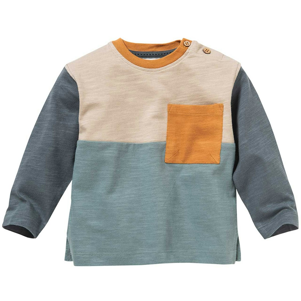 Anschmiegsames Langarmshirt Blockdesign Blautöne 98/104