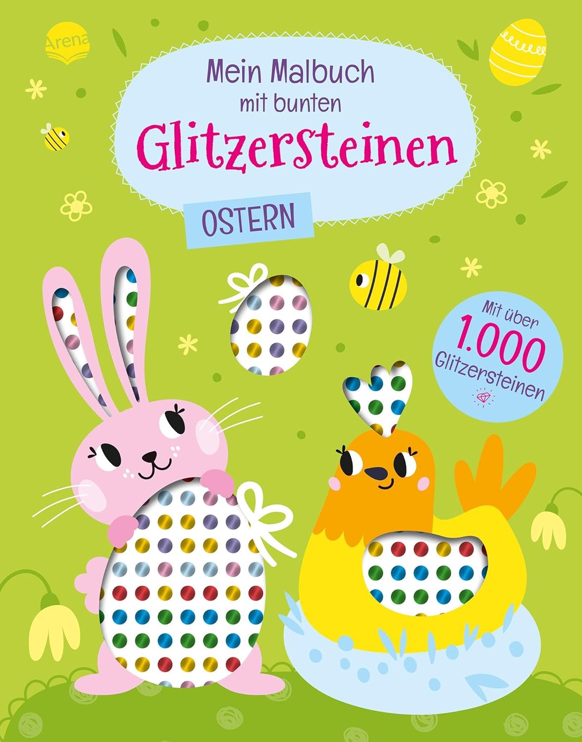 Arena Verlag - Malbuch mit bunten Glitzersteinen Ostern