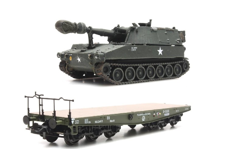 Artitec Militärtransport "US M109" DB USTC Epoche III H0 Modelleisenbahn Artitec Militärtransport "US M109" DB USTC Epoche III H0 Modelleisenbahn