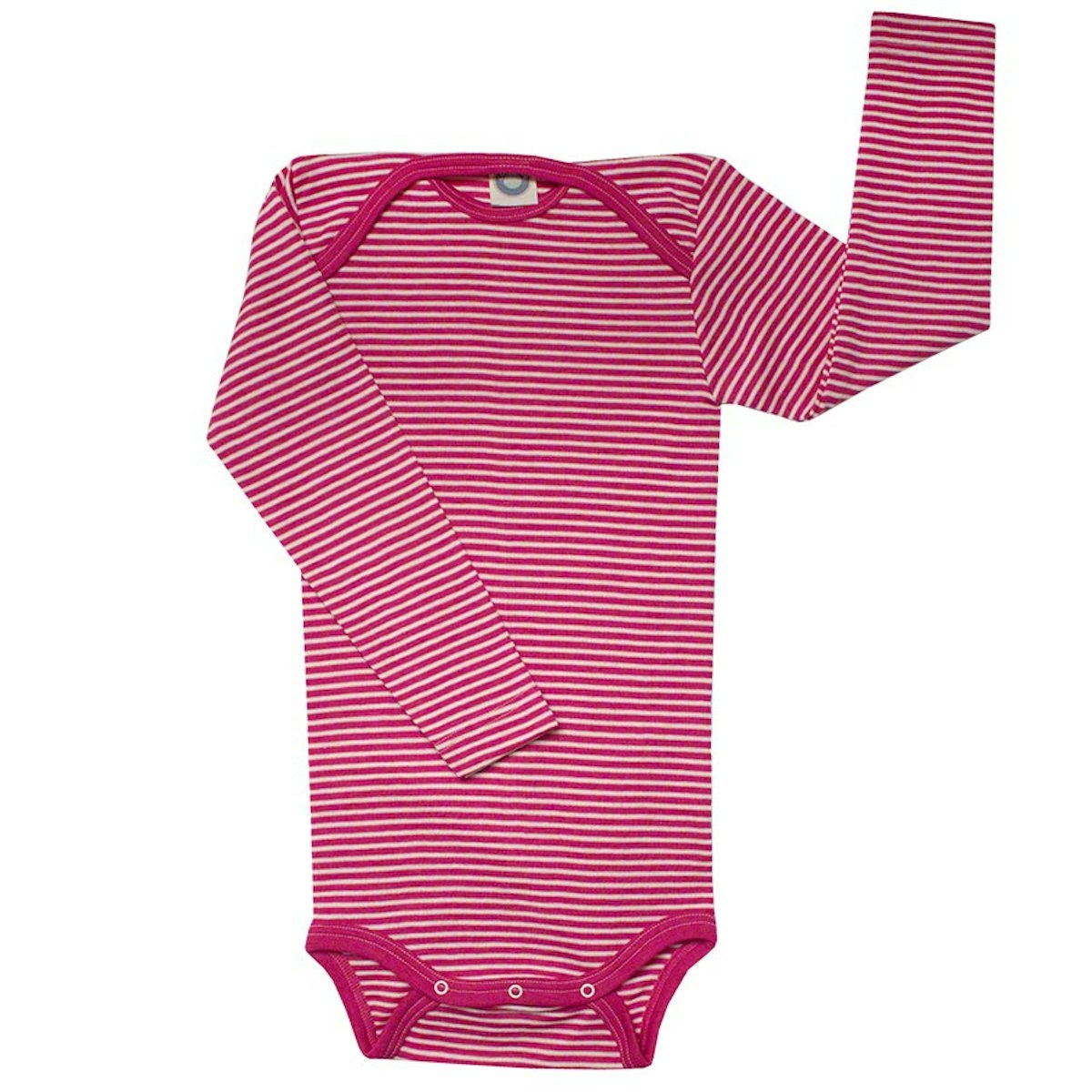 Atmungsaktiver Body Wolle Seide pink gestreift 50/56