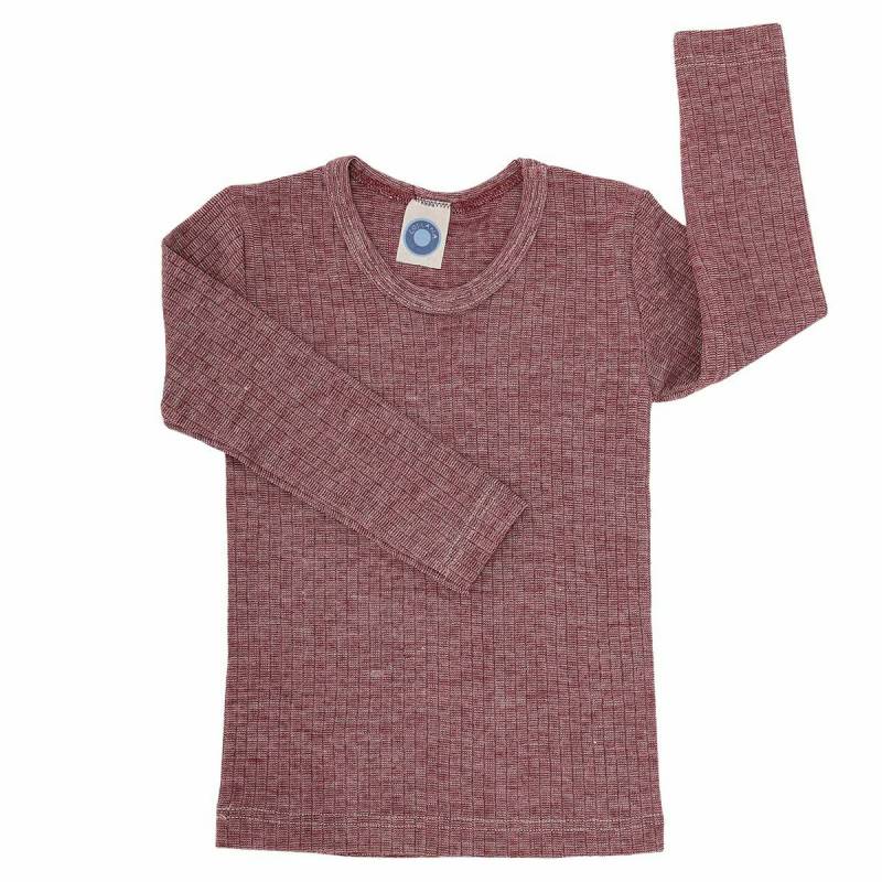 Atmungsaktives Wolle Seide Baumwolle Shirt weinrot 98/104