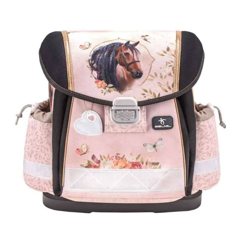 BELMIL Schulranzen CLASSY Set 4 tlg für Mädchen, Belmil Designs Horse Chestnut