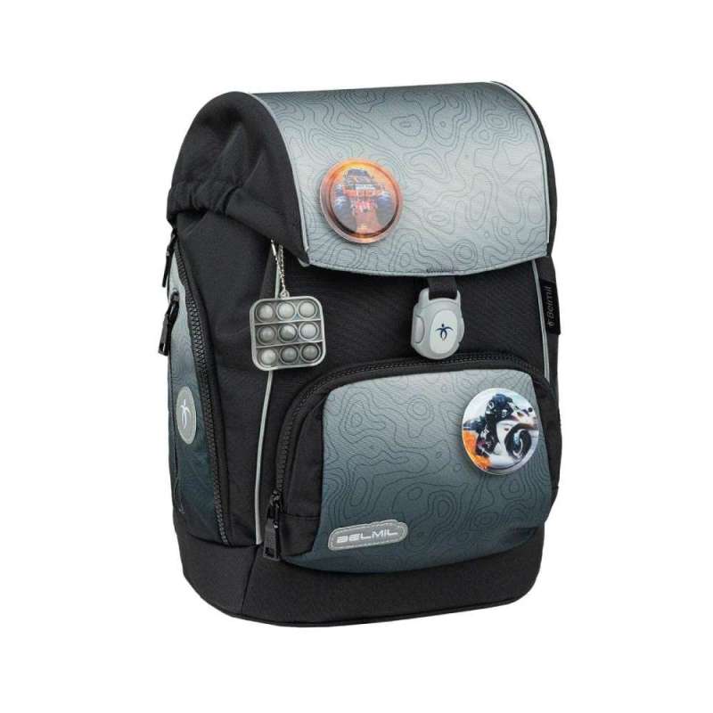 BELMIL Schulranzen COMFY PLUS Set 5 tlg für Jungen, Belmil Designs Black Grey BELMIL Schulranzen COMFY PLUS Set 5 tlg für Jungen, Belmil Designs Black Grey