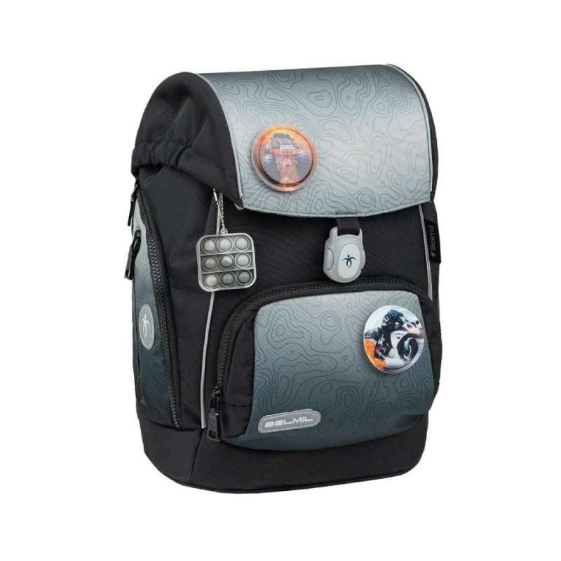 BELMIL Schulranzen COMFY PLUS Set 5 tlg für Jungen, Belmil Designs Black Grey