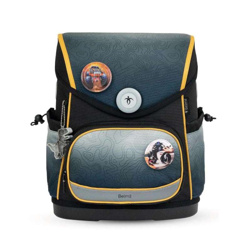 BELMIL Schulranzen COMPACT PLUS Set 5 tlg für Jungen, Belmil Designs Grey Stone