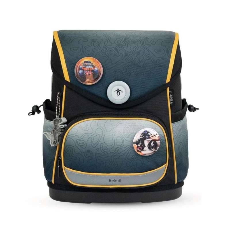 BELMIL Schulranzen COMPACT PLUS Set 5 tlg für Jungen, Belmil Designs Grey Stone