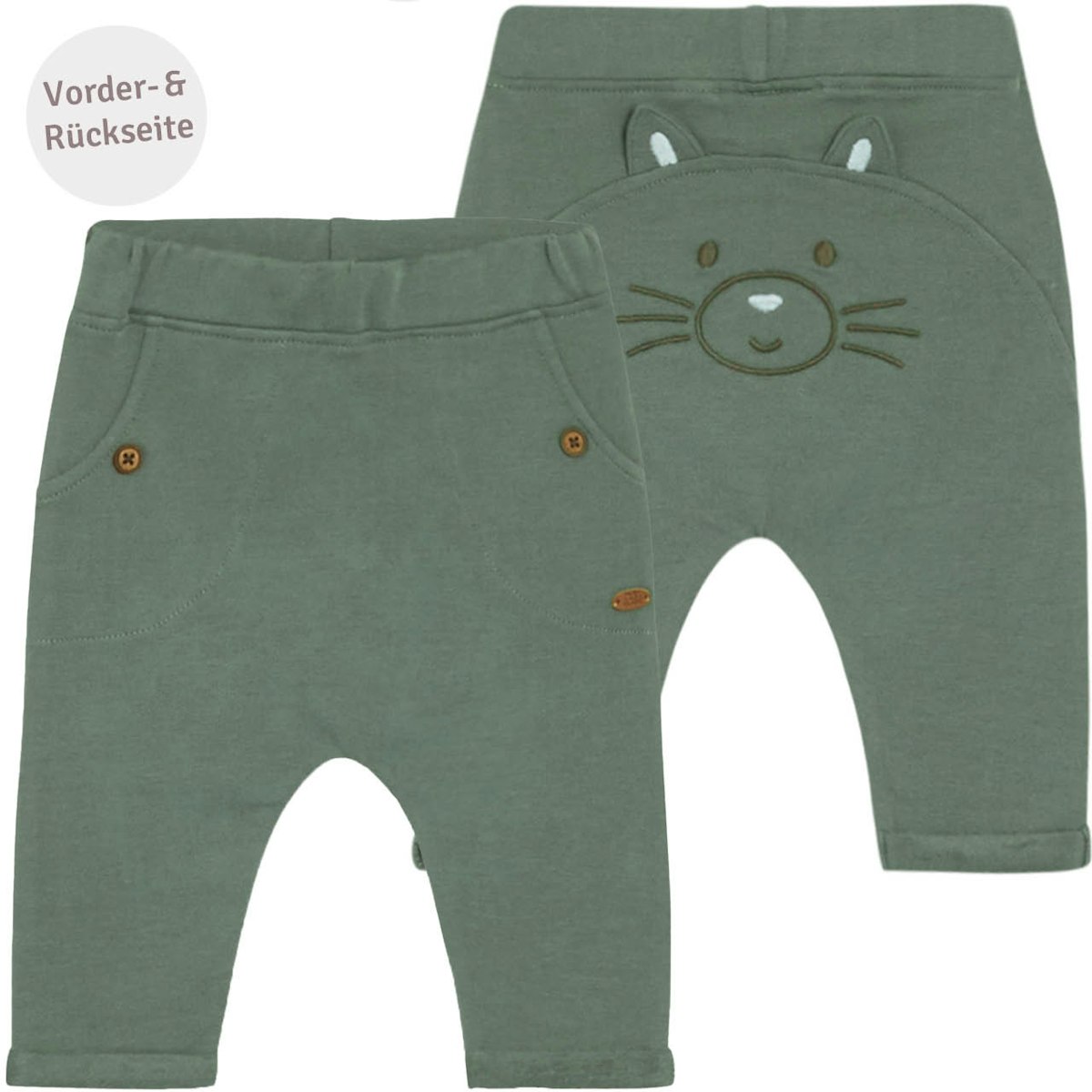 Baby Jogginghose Katze salbei-grün 62