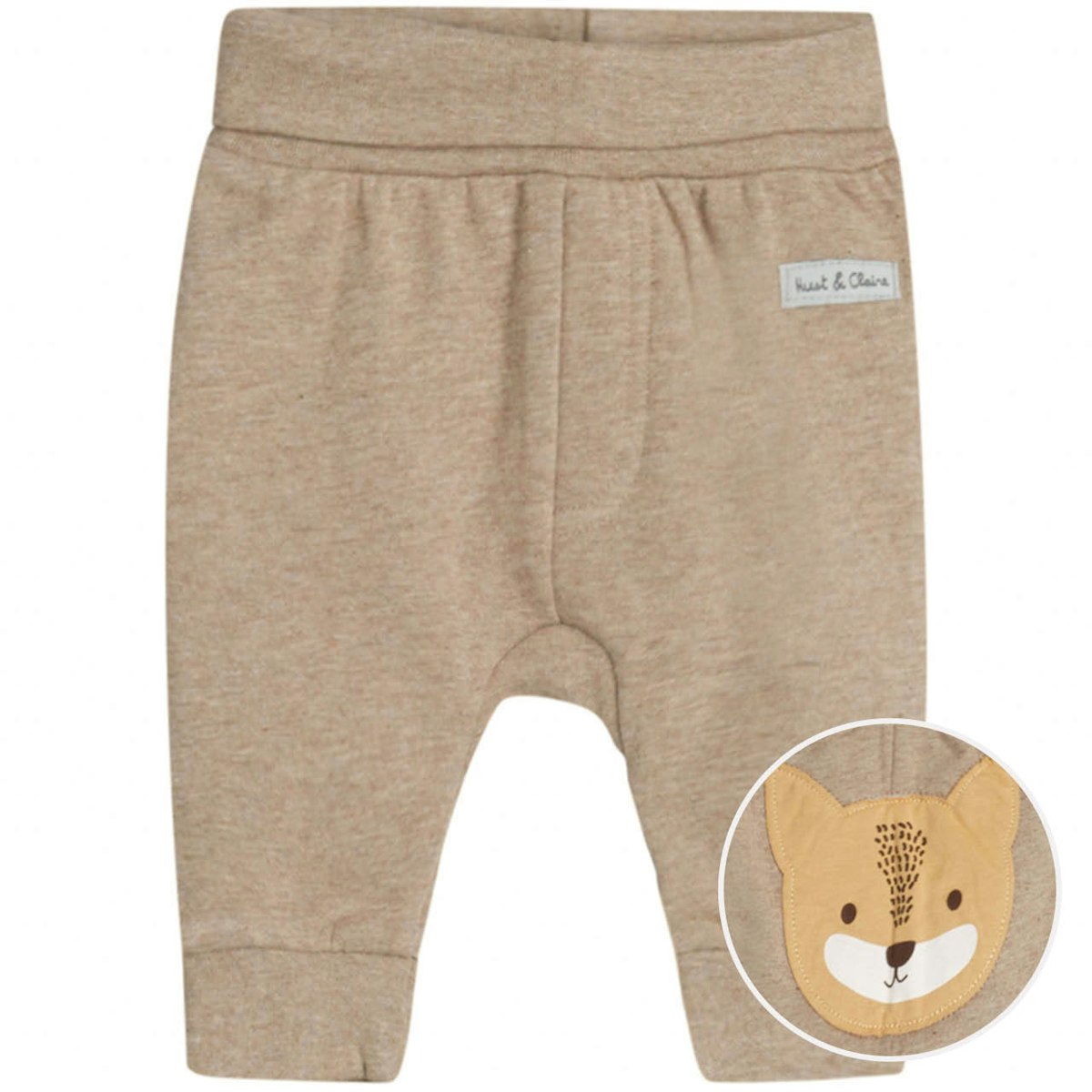 Baby Jogginghose Waldtiergesicht braun melange 68