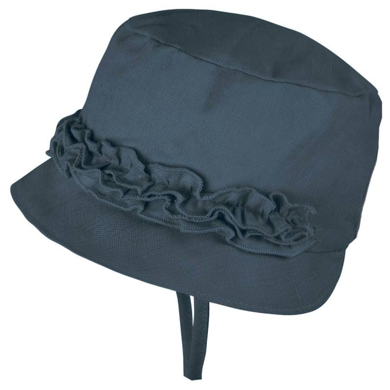 Baby Sommermütze Rüschen Baumwoll-Leinen Mix jeans-blau 47/49