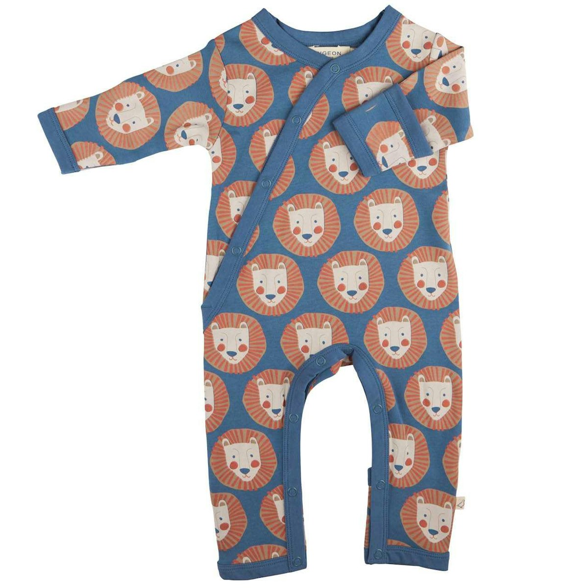 Baby Strampler mit Fußumschlag - Löwe dunkelblau 80