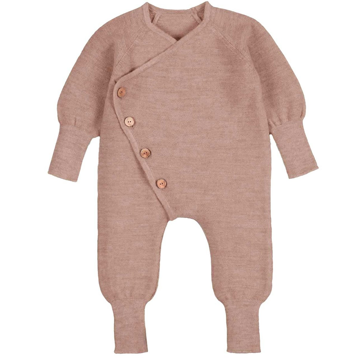 Baby Strickoverall aus Merinowolle, rose 50/56