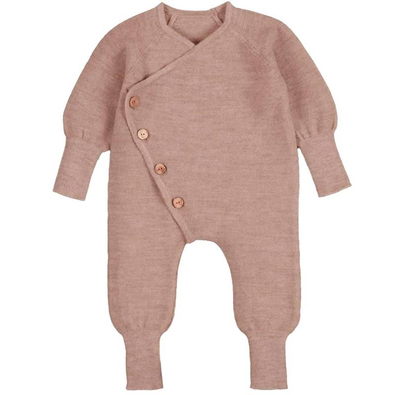 Baby Strickoverall aus Merinowolle, rose 50/56