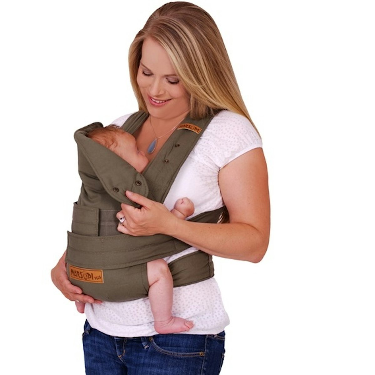 Baby Tragehilfe ab Geburt unkompliziert mit Klett olive XL