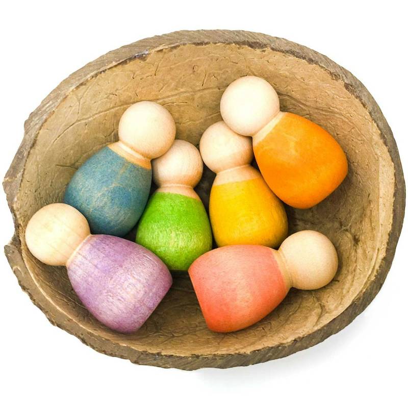 Baby nins® - 6 Holzfiguren ab 3 Jahren inkl. Kokosschale