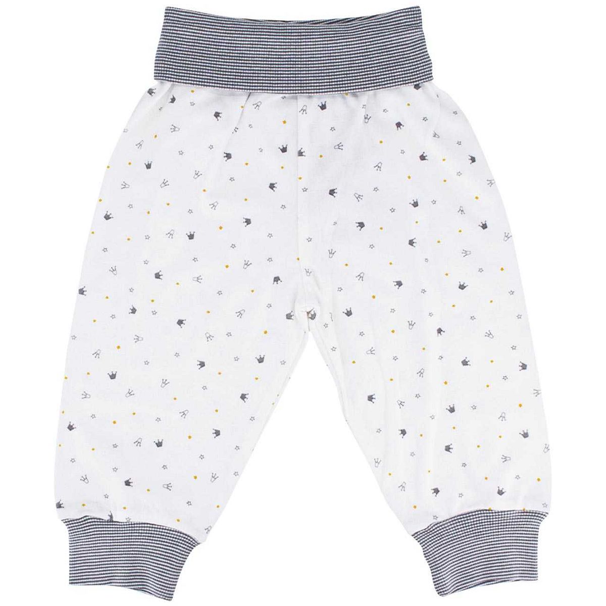Babyhose Bündchen Kronen weiss 62/68