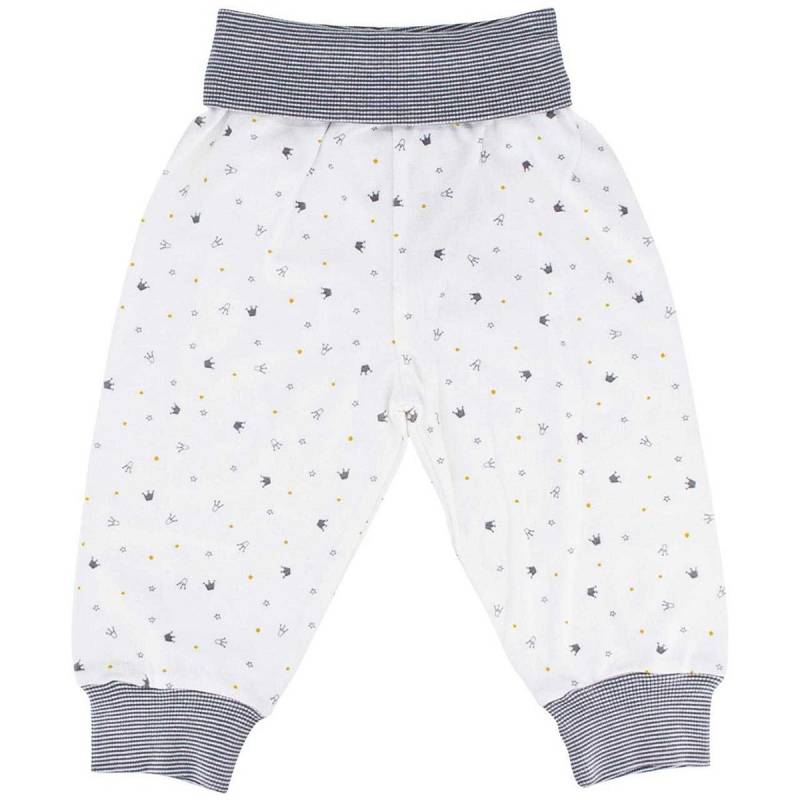 Babyhose Bündchen Kronen weiss 62/68 Babyhose Bündchen Kronen weiss 62/68