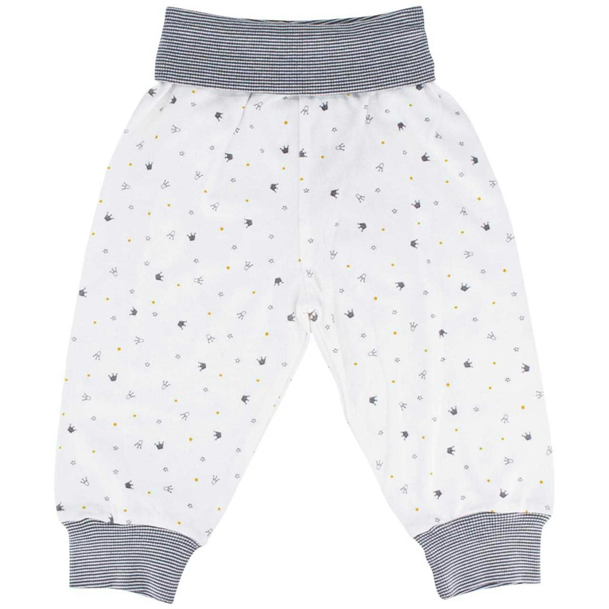 Babyhose Bündchen Kronen weiss 74/80