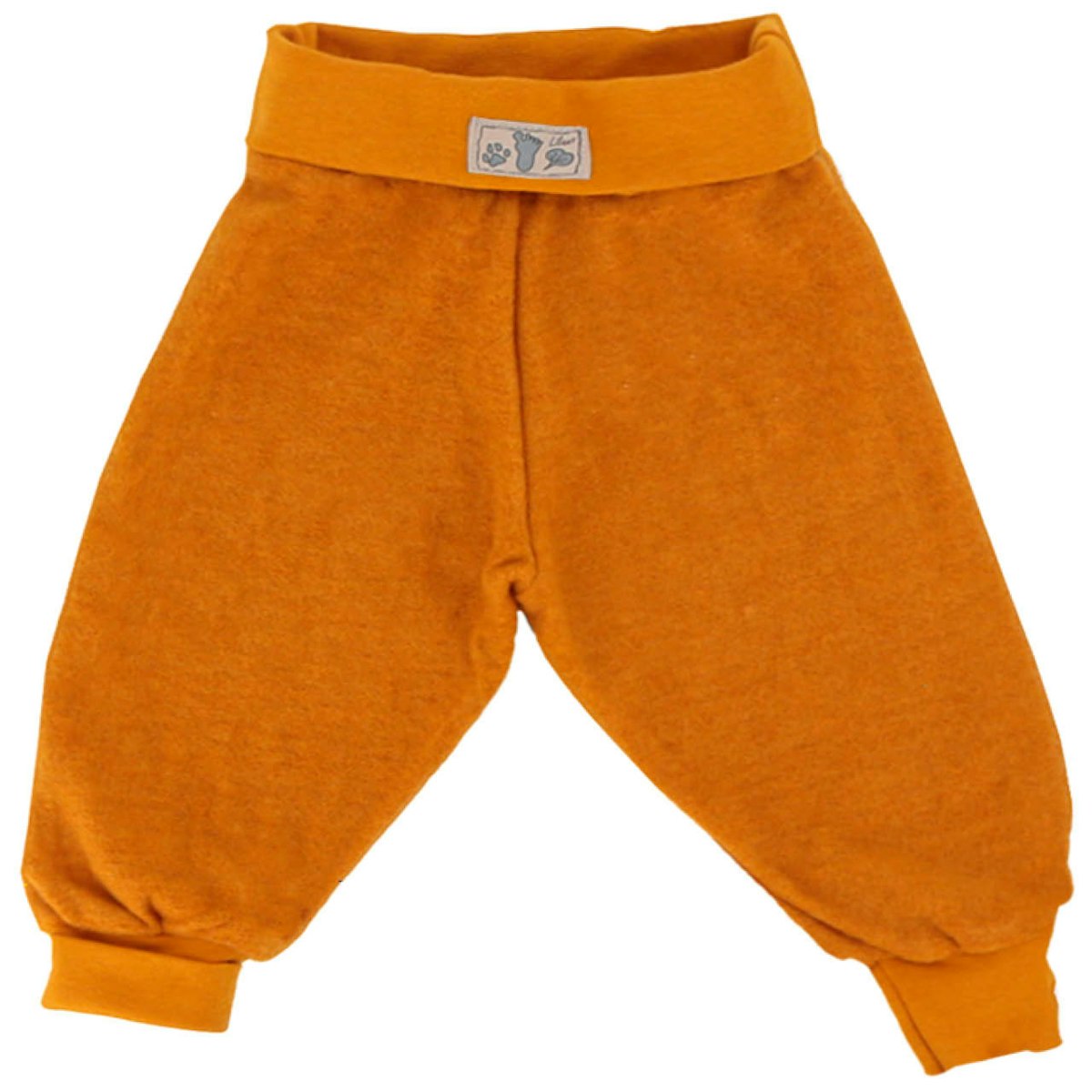 Babyhose Wollplüsch breite Bündchen curry 68