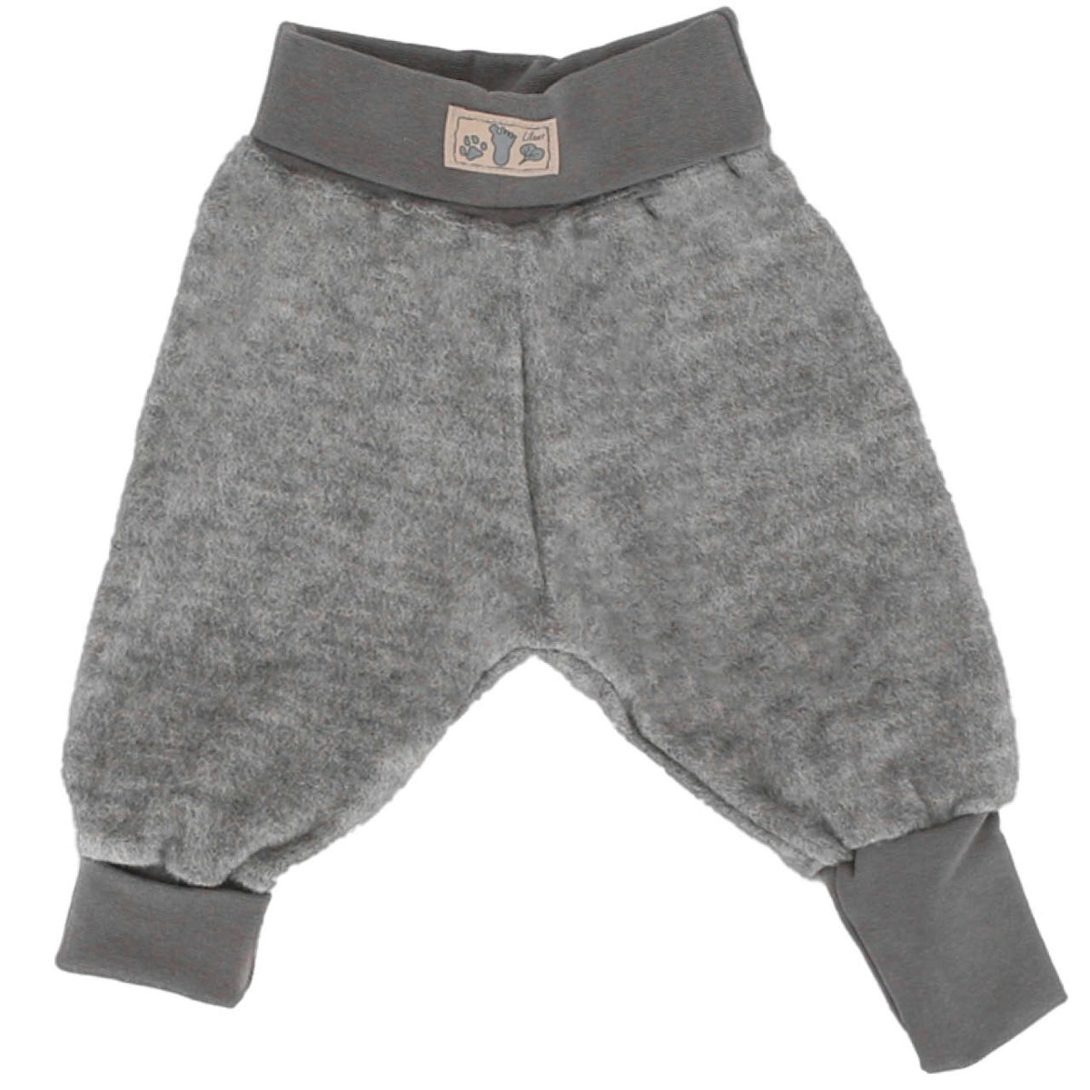 Babyhose Wollplüsch breite Bündchen grau 62