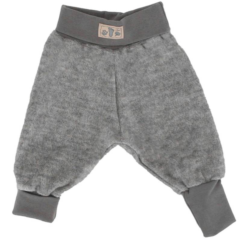 Babyhose Wollplüsch breite Bündchen grau 62