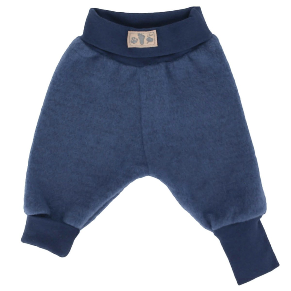 Babyhose Wollplüsch breite Bündchen marine 68