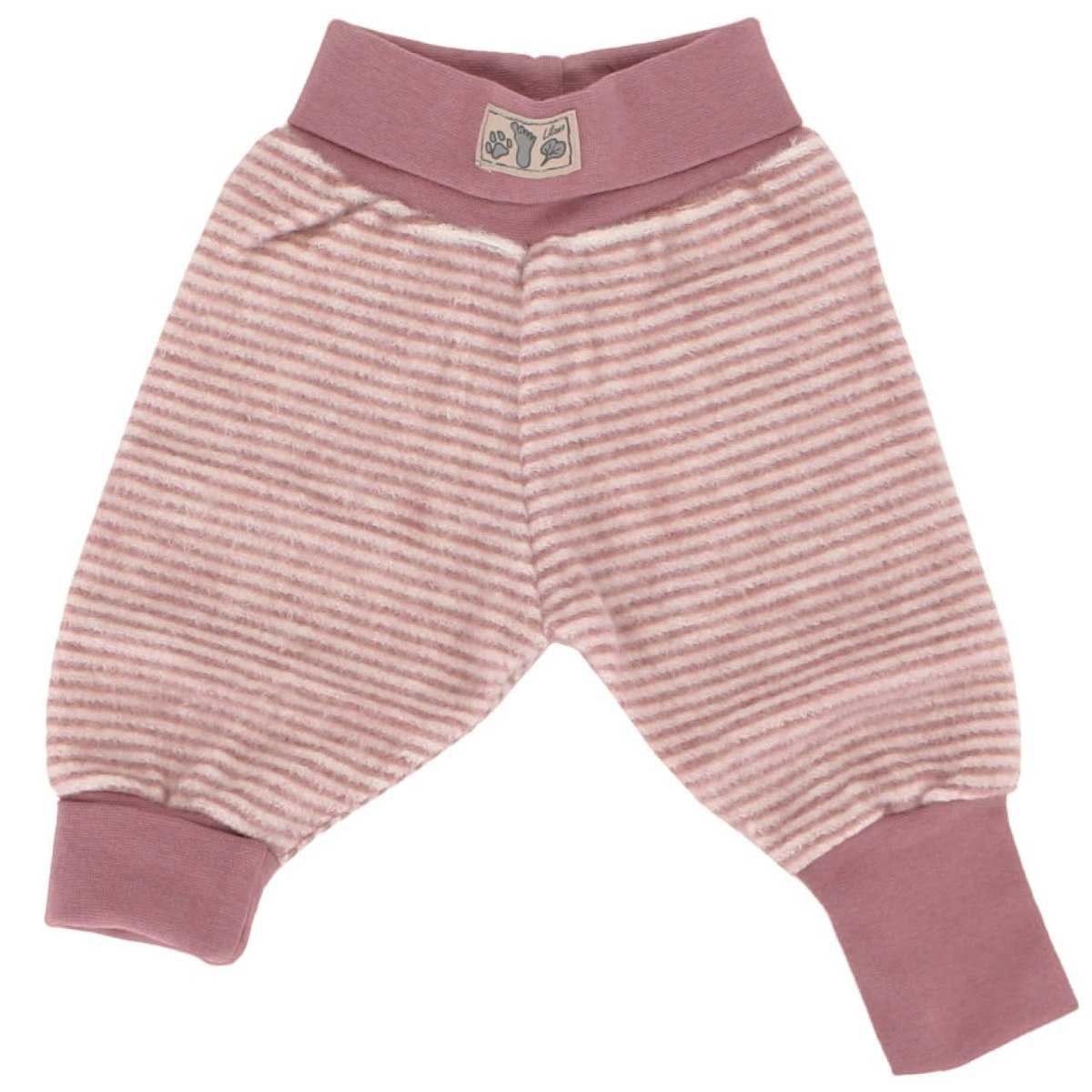 Babyhose Wollplüsch breite Bündchen mauve-natur 86