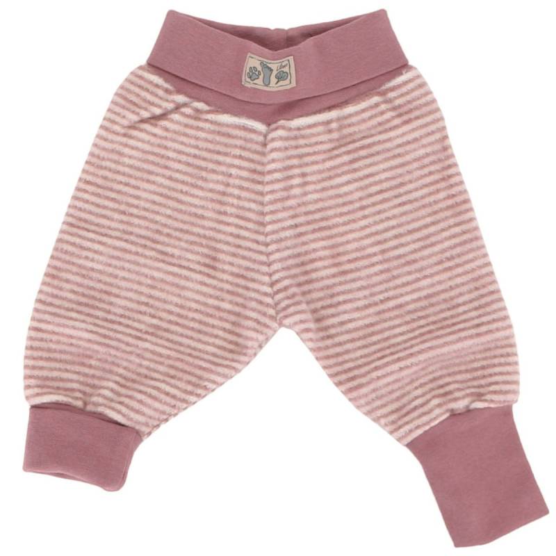 Babyhose Wollplüsch breite Bündchen mauve-natur 86