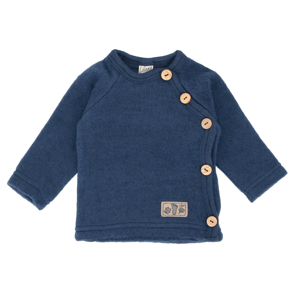 Babypullover Wollplüsch mit seitlichen Knöpfen marine 62