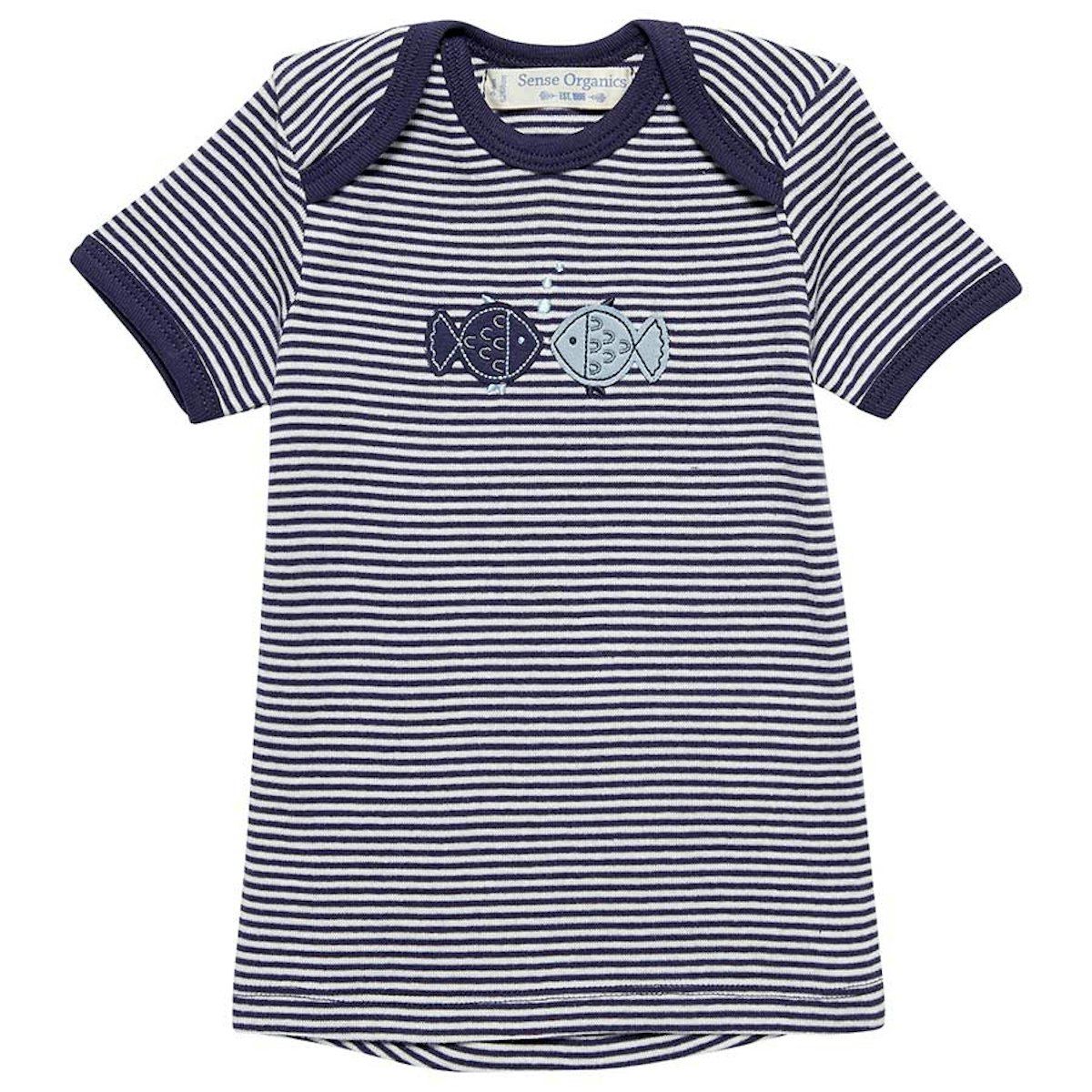 Babyshirt kurzarm Fische Aufnäher navy 50/56