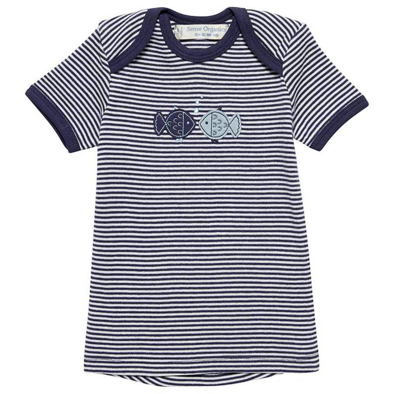 Babyshirt kurzarm Fische Aufnäher navy 50/56