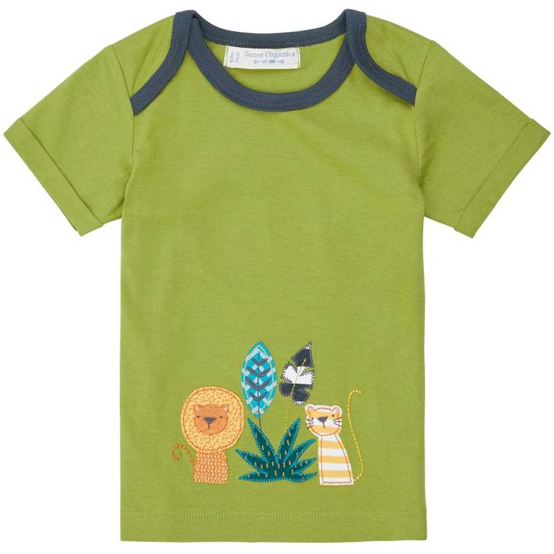 Babyshirt kurzarm grün Löwen-Aufnäher 50/56