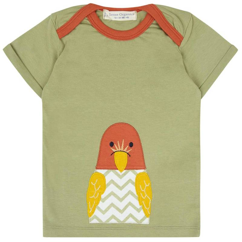 Babyshirt kurzarm oliv-grün Aufnäher 74