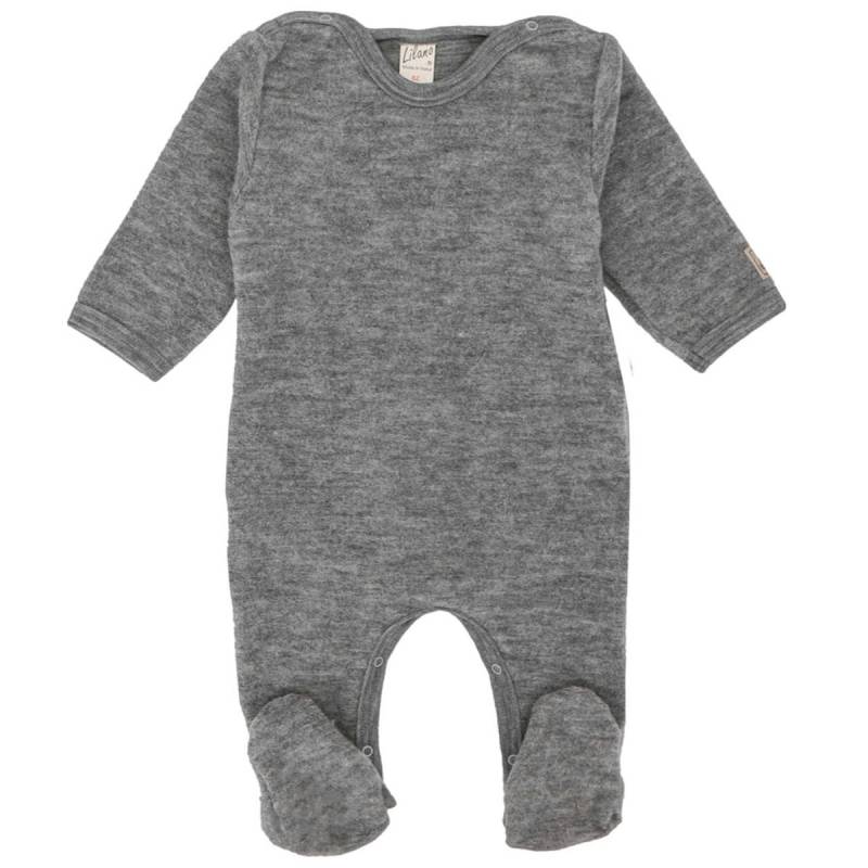 Babystrampler Wollplüsch mit Fuß grau 68 Babystrampler Wollplüsch mit Fuß grau 68