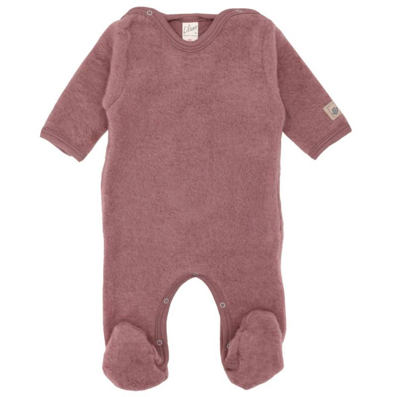 Babystrampler Wollplüsch mit Fuß mauve 62 Babystrampler Wollplüsch mit Fuß mauve 62