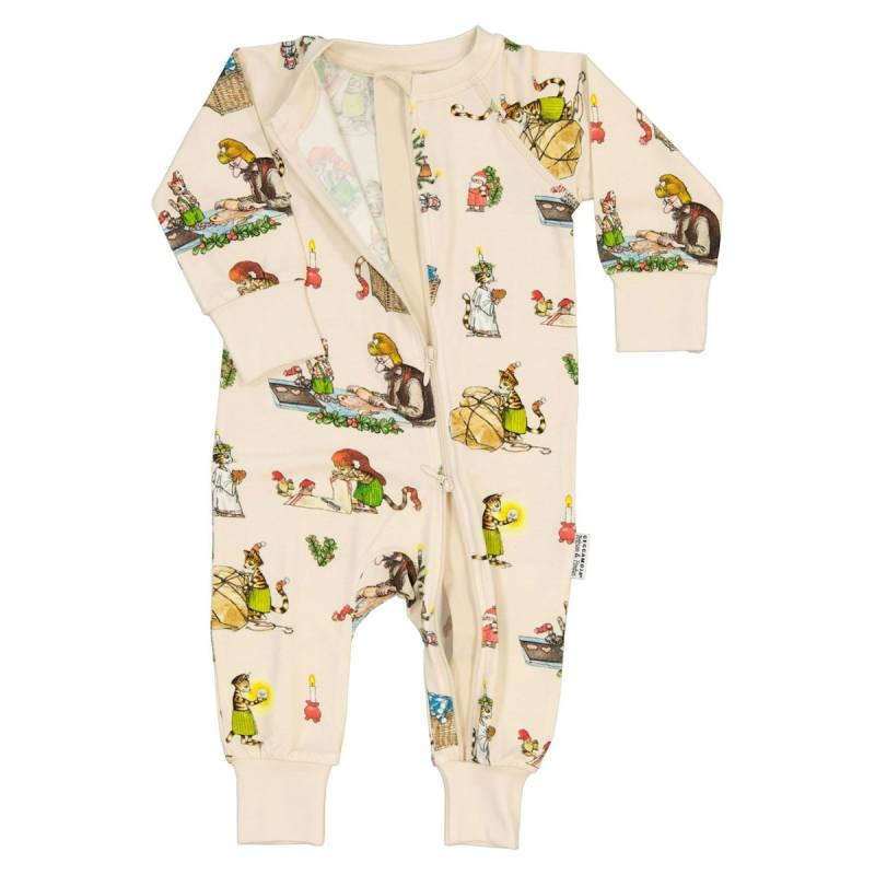 Bambus Schlafanzug Reißverschluss Pettersson & Findus beige 62/68