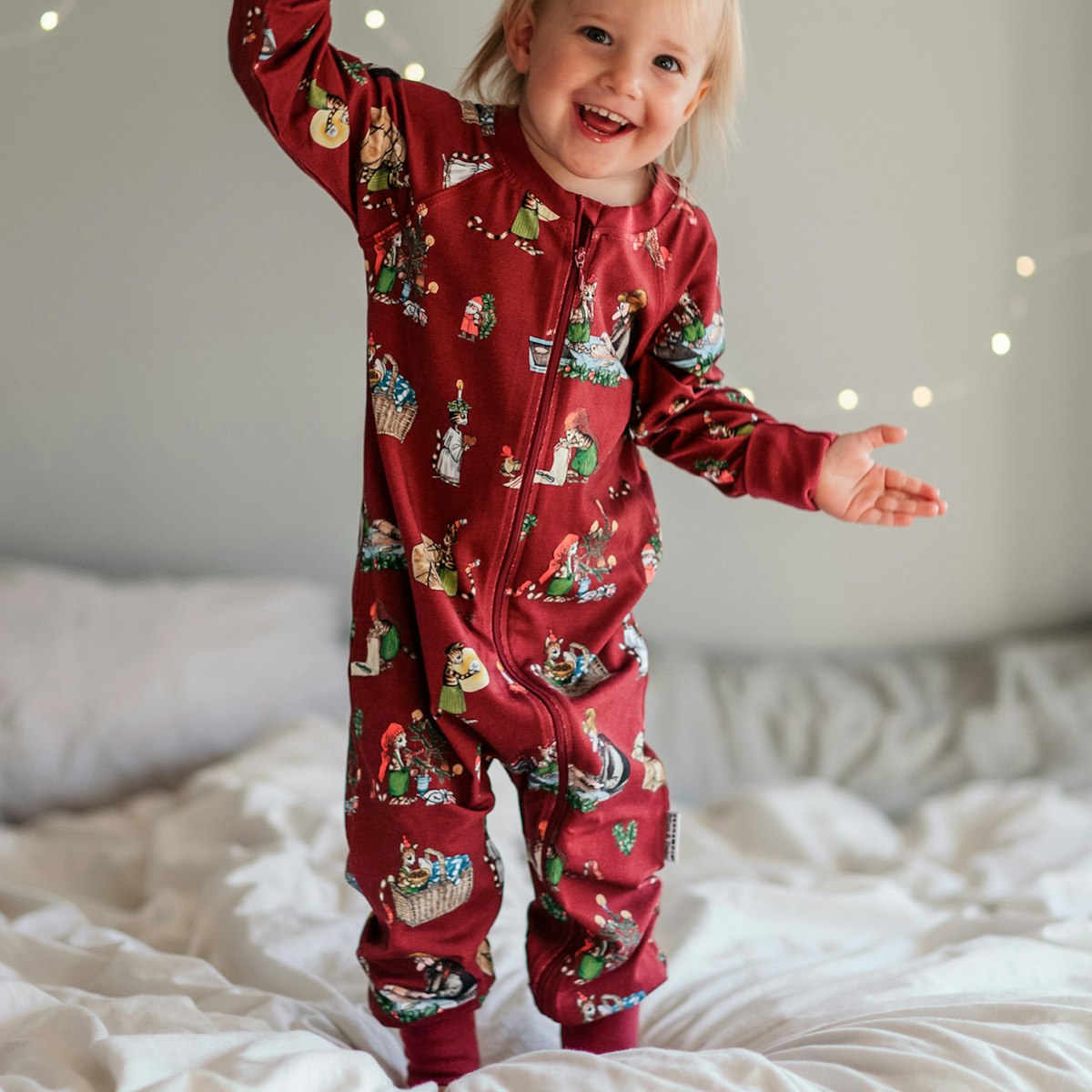 Bambus Schlafanzug Reißverschluss Pettersson & Findus rot 98/104