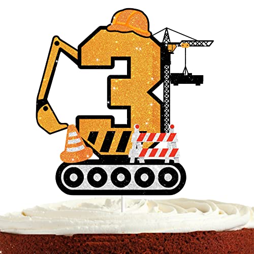 Bau Tortenaufsatz für Jungen Mädchen 3. Happy Birthday Konstruktion Thema Party Supplies Gelb Glitzer Gebäude LKW Traktor Kran Bagger 3 Kuchendekorationen Bau Tortenaufsatz für Jungen Mädchen 3. Happy Birthday Konstruktion Thema Party Supplies Gelb Glitzer Gebäude LKW Traktor Kran Bagger 3 Kuchendekorationen