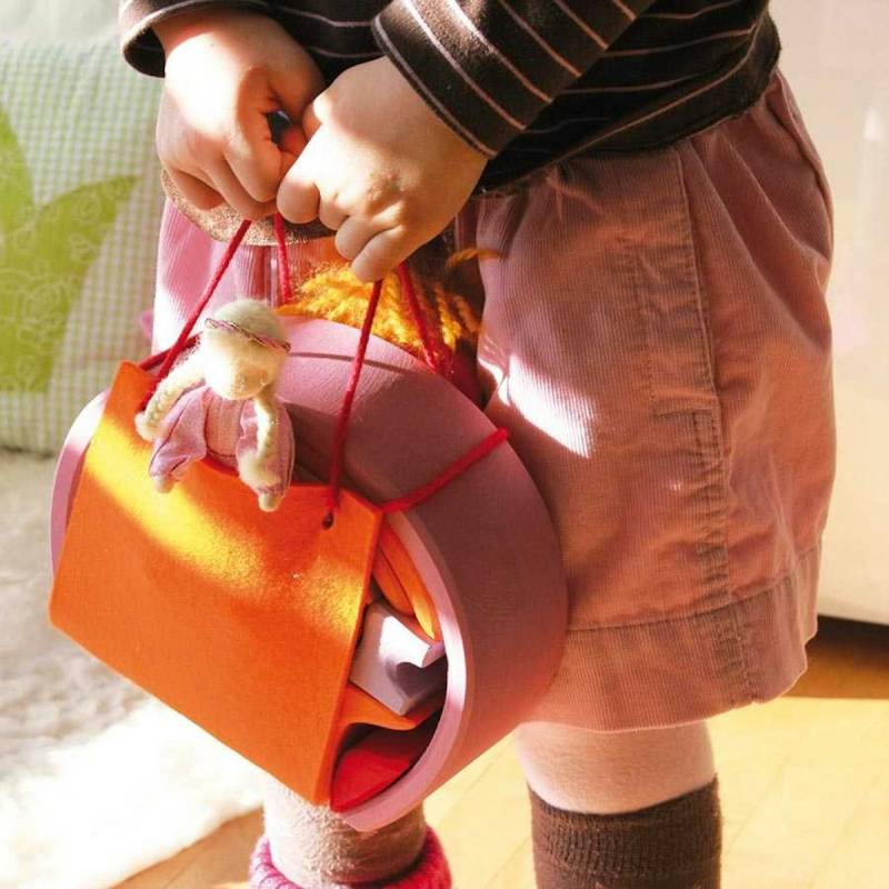 Bauhaus mit Tragetasche pink orange - 14 Teile Bauhaus mit Tragetasche pink orange - 14 Teile