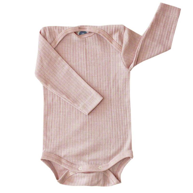 Baumwolle Wolle Seide Body langarm rosa meliert 74/80