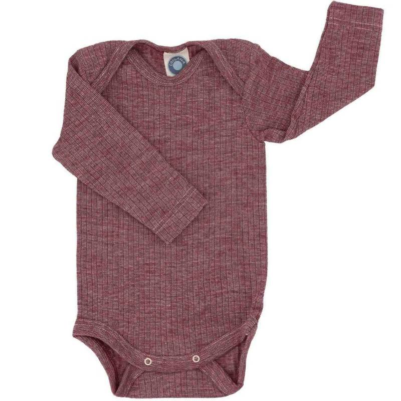 Baumwolle Wolle Seide Body langarm weinrot meliert 98/104 Baumwolle Wolle Seide Body langarm weinrot meliert 98/104