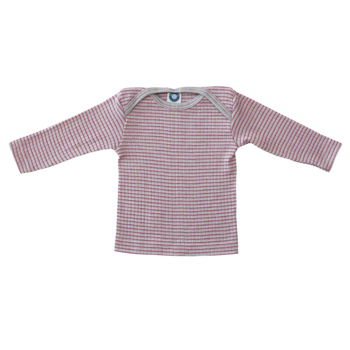 Baumwolle Wolle Seide Langarmshirt altgrau pink meliert 152